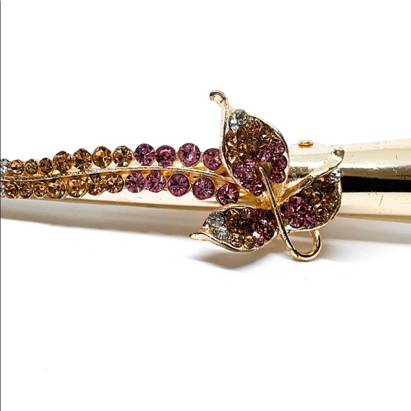 Pink & Gold Floral Hair Clip - Picture 3 of 8